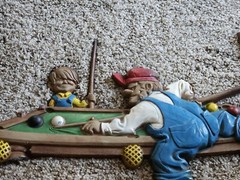 Vintage Mid Century 1971 Sexton #792 Men and Boy Shooting Pool Cast Iron