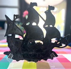 Vintage Cast Aluminum Ship wall hanging-Japan