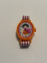 Avon Small World Fragrance Watch 1971 Girl Black Hair Orange Dress VTG With Box