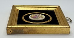 Vtg B&S Creations, NY Handpainted Porcelain Cameo Gold Frame Plaque 5.5×4.75”