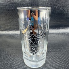 Vintage Kimiko Signed Silver Rimmed Knight Shield Highball Glasses Tumblers Set4