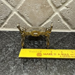 Vintage Ornate Japan Brass Tea Cup, Spoon & Saucer Holder Easel Display Stand