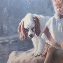 Vintage Homco Framed Picture Girl With Cocker Spaniel Home Interior Made In USA