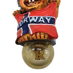Vintage Norwegian Troll Norway Flag Water Globe Christmas Gledelig Jul Ornament