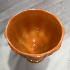 LE Smith Orange Slag Glass Covered Pedestal Candy Dish Compote With Lid Vintage