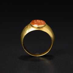 Roman Gold Ring with Carnelian Intaglio Circa 1st-2nd Century AD