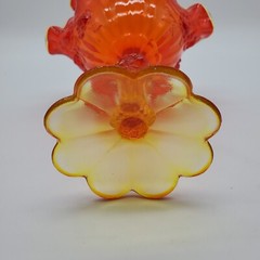 Fenton Cabbage Rose Style Amberina Glass Ruffled Compote Candy Dish 710B