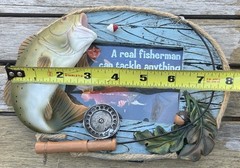 Vintage 3D Bass Fishing Photo Frame Resin Rustic Cabin Lodge Decor Fish 4.5×3 in