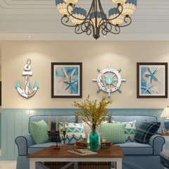 11″ Wooden Ship Wheel & 13″ Anchor Wall Art – Perfect Nautical Home Decoration