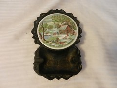 Vintage A Home In the Wilderness Coaster & Black Metal Ashtray Enesco Japan
