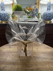 Vintage Modernist Lucite Clear Plastic Handkerchief Planter Vase 14”