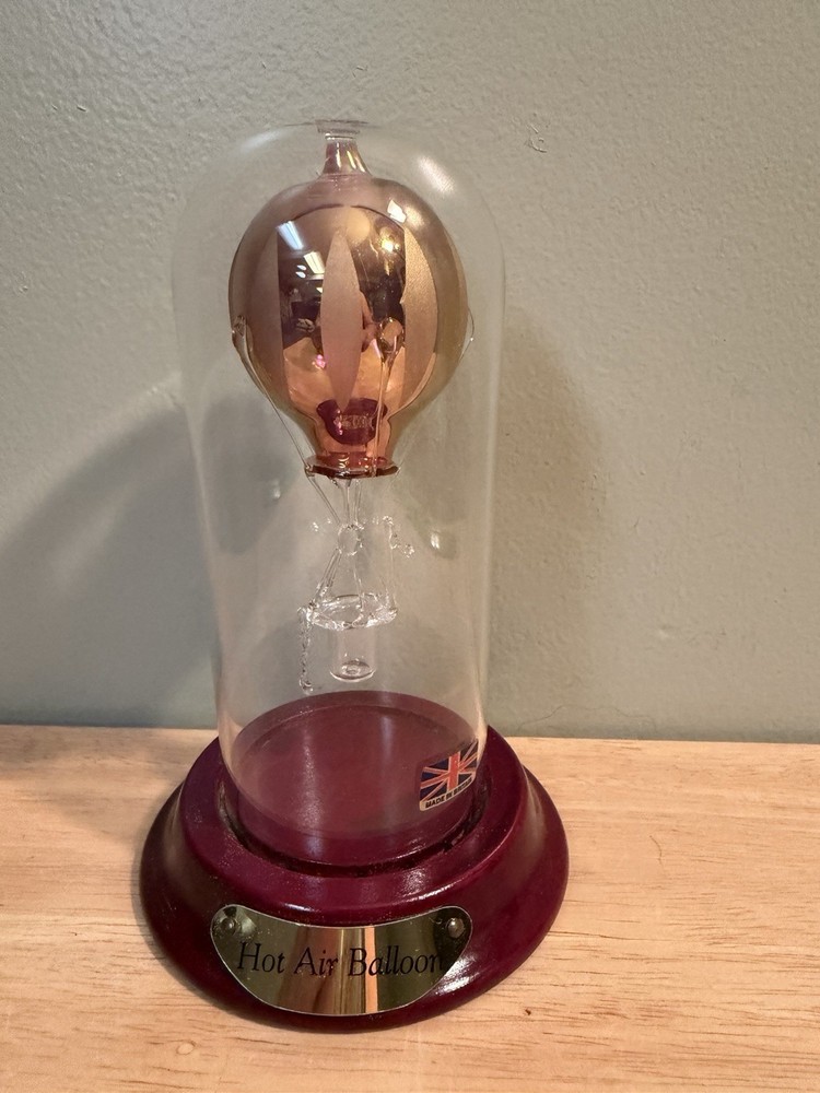 VintageHand Blown Hot Air Balloon Model Sculpture In Glass Dome Made In Britain