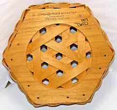 Longaberger Hexagon Clock Basket Artisan Signed No Writing on Face RARE 1997 USA
