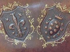 Vintage Brown Leather Embossed Crests Monogrammed Bill Carrier