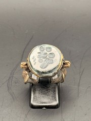 Ancient Roman Intaglio Ring Bronze Engraved Intaglio Ancient Green Jade Ring
