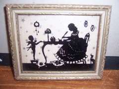 VINTAGE UNBRANDED REVERSE SILOUETTE WOOD FRAMED WALL HANGING
