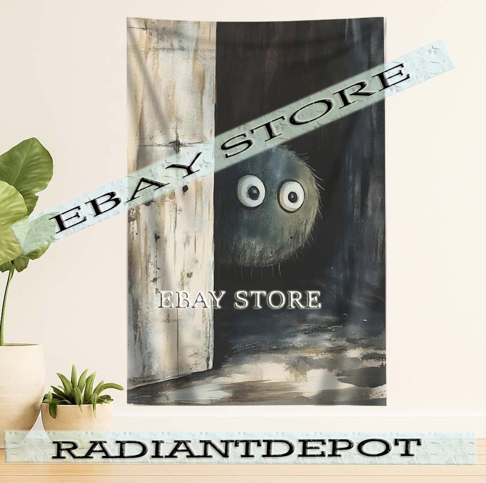 Dark Gothic Peeking Monster Tapestry monster ball peeking eerie cute creepy weir