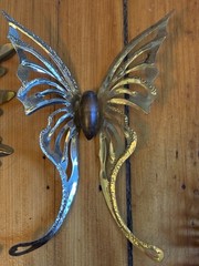 Vtg Home Interiors Homco Butterflies Leaves Brass Wood Metal Wall Art Hangings