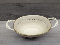 Lenox Gilded Garden Basket Off White Floral Gold Trim Porcelain Bowl Medium.