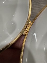 Limoges France White & Gold Floral Bouquet Design Porcelain Egg Trinket Box 3 In