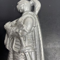 Vintage MCM Cast Aluminum Medieval Knight Wall Plaque 11.5”- #3