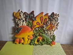 Vintage 1970’s Homco Mushroom Butterfly Frog Plastic Wall Plaque