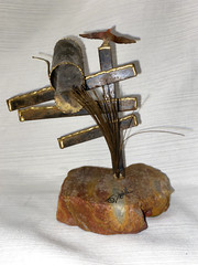 Handcrafted John DeMott Brass Mailbox on Onyx Base With Bird Sculpture