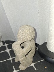 Pre-Columbian Carved Basalt Sqauting & Smoking Sukia ~ Costa Rica C. 800-1200 AD