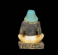 Authentic Ancient Egyptian Gilded Stone Seated Scribe Statue Figurine Rare BC
