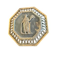 Vintage Greek Mythology Relief Plaques Set Of 6 Octagonal Brass Wall Decor