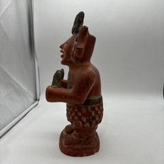 Large Pre-Columbian Replica Clay Ceramic Painted Altarpiece Maize Man God