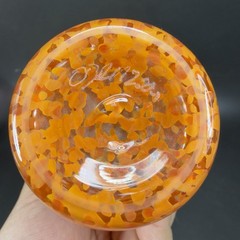 2004 Hand Blown Art Glass Vase Vessel Orange Red Spots Artist Signed Vase VTG