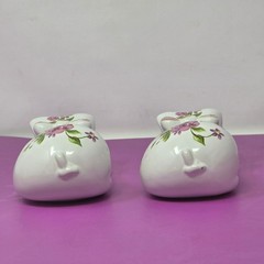2 Vintage Pig Floral Potpourri Ceramarte Made In Brazil Avon 1978