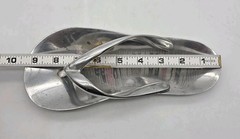Flip Flop Sandal Trinket Dish Cast Aluminum Silver Color Beach Decor