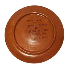 Original Signed BONIS Pottery Greece Wall Art Plate Terracotta Hand Made (2016)
