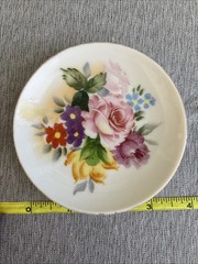 Hand Painted 4 Inch Floral Design Jewelry Trinket Dish Made In Japan