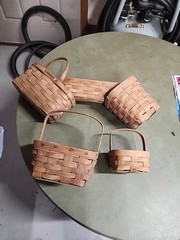 LOT OF 5 ASSORTED LONGABERGER BASKETS VARIOUS SHAPES SIZES 1980s CHEAP L$$K