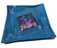 Beautiful Blue Art Glass Plate Dish Fun