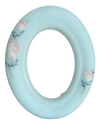 Vintage Fenton Glass Blue Satin Cameo 4.5″ OVAL PICTURE FRAME, Signed S. Kirby