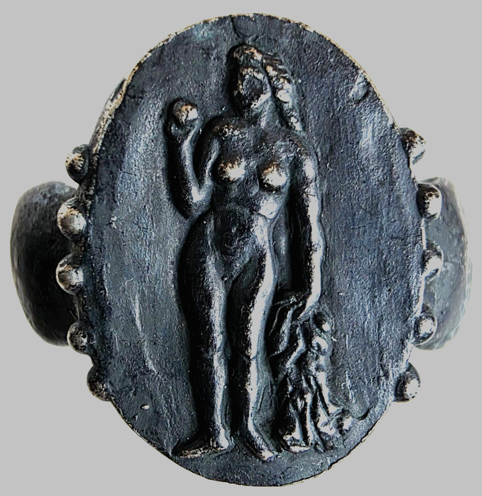 300 BC Ancient Greek Silver Ring Aphrodite goddess love, lust, beauty, pleasure