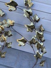 Vintage MCM Brass & Copper Tone Ivy Leaf Wall Art Set of 5 Metal Botanical Decor