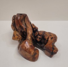 GLASS BARON burl wood display stand only sculptural dark brown