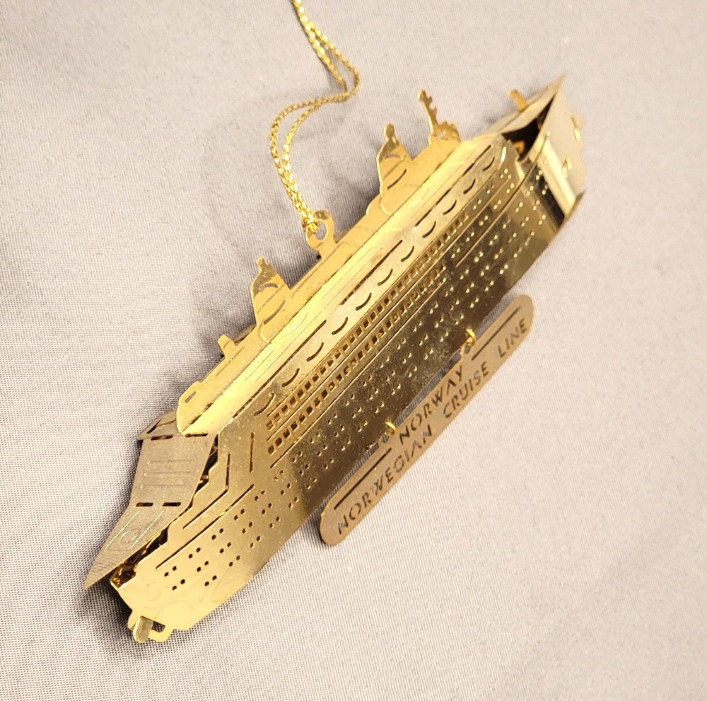 Norwegian Cruise Ship Gold Plated Metal Christmas Ornament Norway Cruise Line