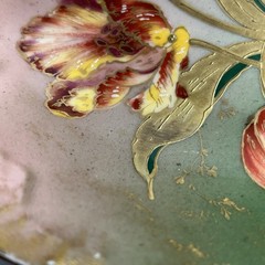 GDA Antique France Porcelain Limoges Hand Painted Tulips Green Gold Art Nouveau