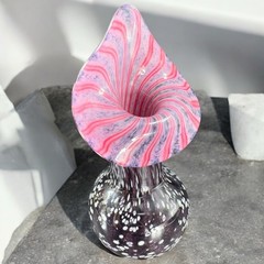 Vintage Hand Blown Art Glass Vase Jack In Pulpit Hand Made Studio Glass Vase VTG