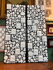 Large Pair of Grand Tour Revival Classical Intaglio and Cameo Casts & Wood Panel