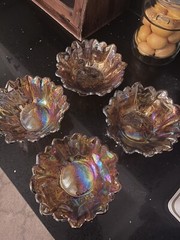 Indiana 1970’s Carnival Glass Sunflower Bowls Set of 4 | Lily Pons | Amber Retro