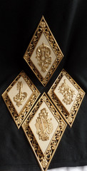 Vintage Dart Ind 1960’s Hollywood Regency Diamond Gold Wall Art Decor #4271