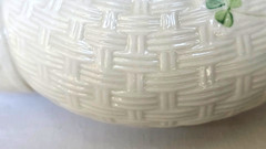 Belleek Shamrock Basketweave Teapot 8.5″ Ireland Parian China Mint