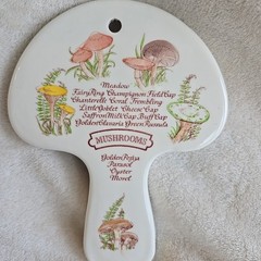 Vintage Weiss Mushroom Kitchen Decor Wall Plaque Hand Painted Brazil 1980 Kitchy